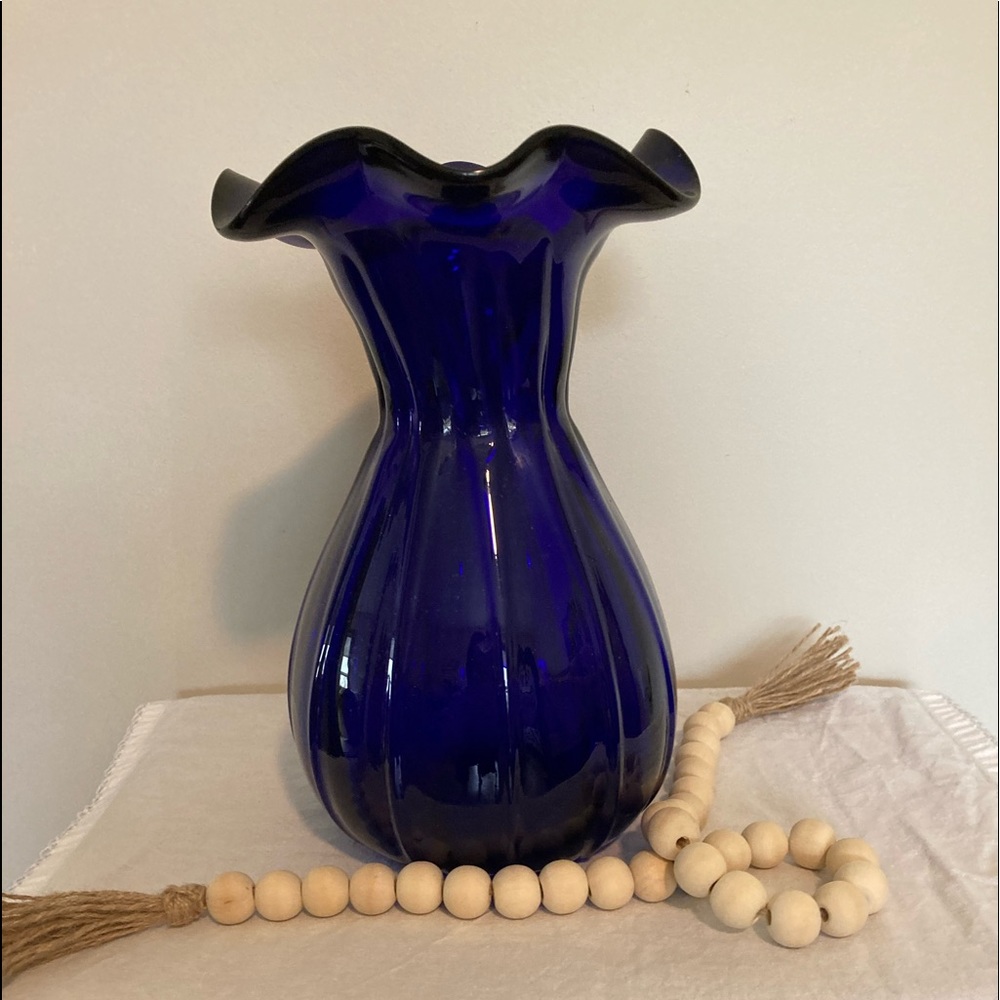Vintage Blue Cobalt Glass Vase
